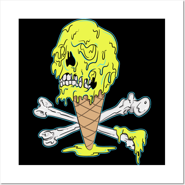 Dripping Melting Ice Cream Skull Wall Art by Trendy Black Sheep